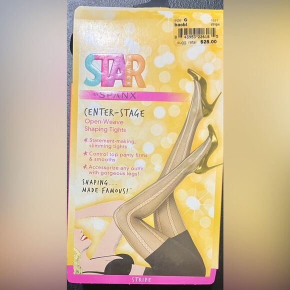 New in Package- Spanx Star Power Black Center Stage Shaping Tights Size C - Picture 1 of 3